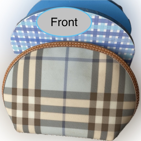 BURBERRY Blue NOVA CHECK POUCH💙Excellent Condition🔥Made in Italy🇮🇹 7”x 5”!🔥 - Picture 2 of 11